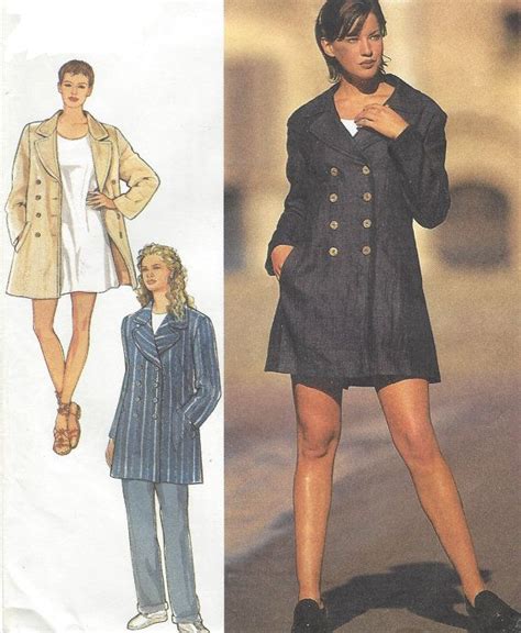 90s Womens A Line Coat Or Jacket Double Breasted Style Sewing Etsy