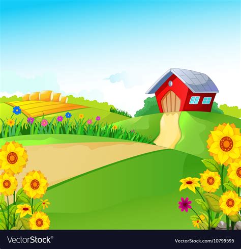 Beauty farm with landscape background Royalty Free Vector