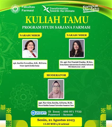 Kuliah Tamu Fakultas Farmasi Universitas Sumatera Utara