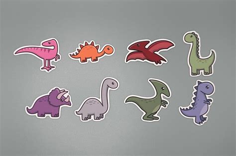 Cute Dinosaur Stickers Set of 8 Perfect for Planners, Bullet Journals ...