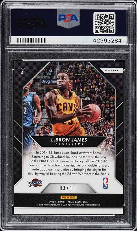 2016 Panini Prizm Go Hard Home Gold LeBron James 10 4 PSA 10 GEM MINT