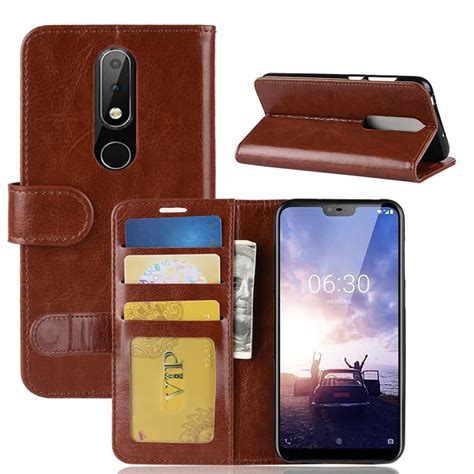 For NOKIA X6 2018 Case Nokia X6 Case Flip Cover Luxury PU Leather Phone ...