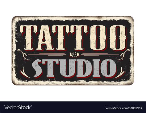 Tattoo studio vintage rusty metal sign Royalty Free Vector