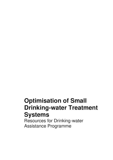 Pdf Optimisation Of Small Drinking Water Treatment Systems