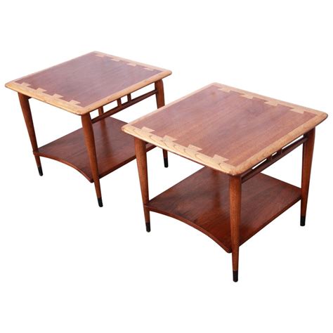 Lane Acclaim Mid Century Modern Walnut And Ash Side Tables Pair At 1stdibs