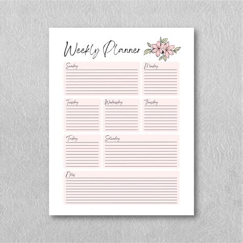 Printable Floral Weekly Planner - Etsy