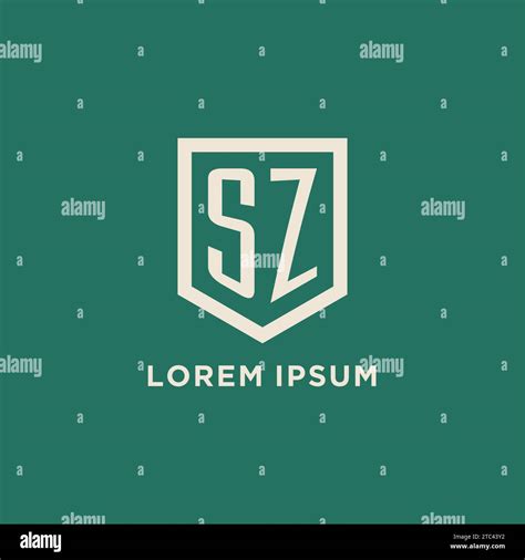 SZ Initial Logo Monogram Shield Geometric Shape Design Vector Graphic