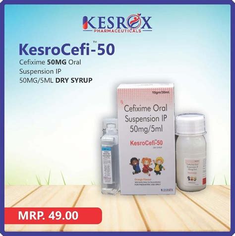 Cefixime Mg Dry Syrup With Water For Hospital Packaging Size Ml