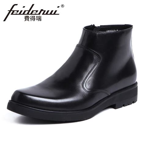 New Arrival Genuine Leather Men's Platform High Top Ankle Boots Round ...