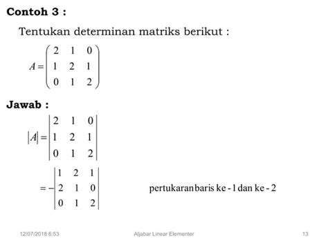 Determinan Matriks Aljabar Linear Elementer Ppt