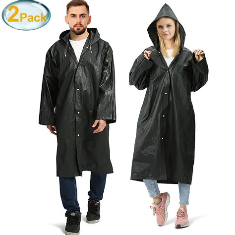 Cyrico Pack Rain Ponchos For Adults Eva Clear Raincoat Waterproof