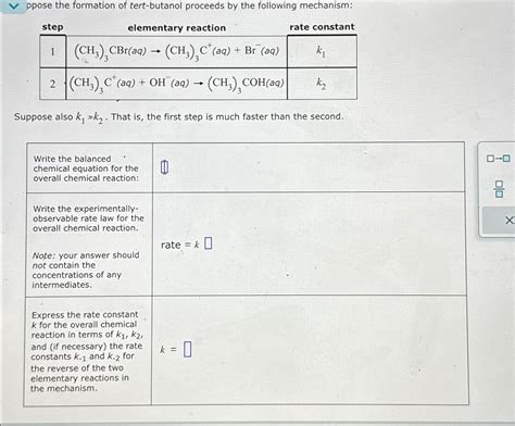 Solved Ppose The Formation Of Tert Butanol Proceeds By The Chegg