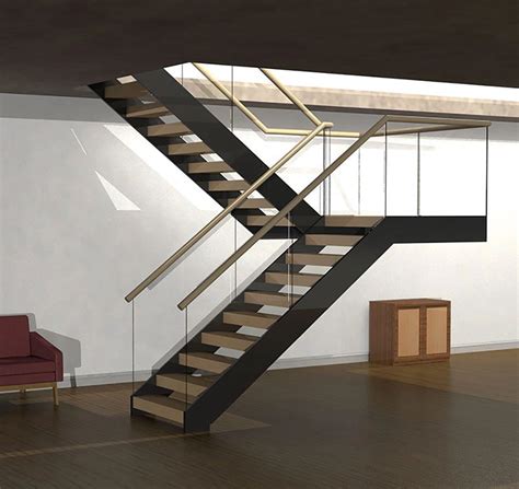 Diy Steel Wood Stairs Staircase With Single Stringer Moder Indoor