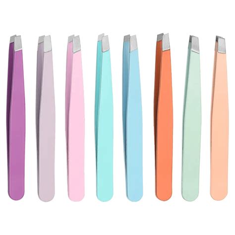 Colorful Makeup Eyelash Tweezers Girls Makeup Slanted Tip Eyebrow