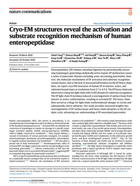 (PDF) Cryo-EM structures reveal the activation and substrate ...