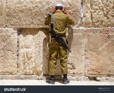 Man Tefillin Praying Wailing Wall Jerusalem Stock Photo 482766913 ...