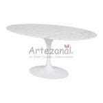 Mesa de jantar Tulipa Saarinen Oval 100x180cm de 4 a 6 lugares mármore