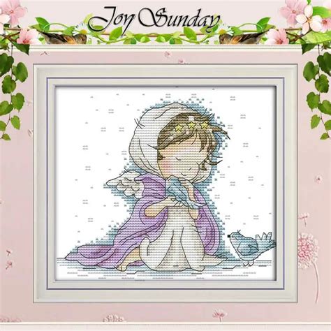 Angel With Two Birds Counted Cross Stitch 11ct 14ct Cross Stitch Set