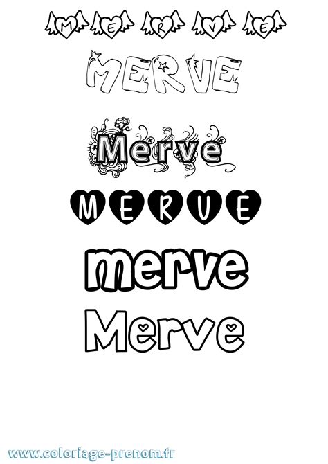 Coloriage du prénom Merve : à Imprimer ou Télécharger facilement