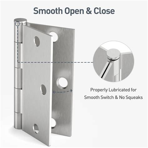 HOSOM Door Hinges 3 5 Inch With Square Corner Satin Nickel Interior