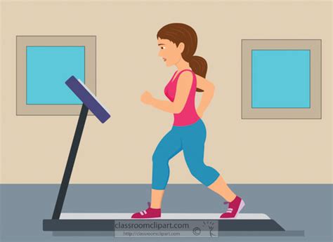 Fitness And Exercise Clipart Woman Running On Treadmill In Gym