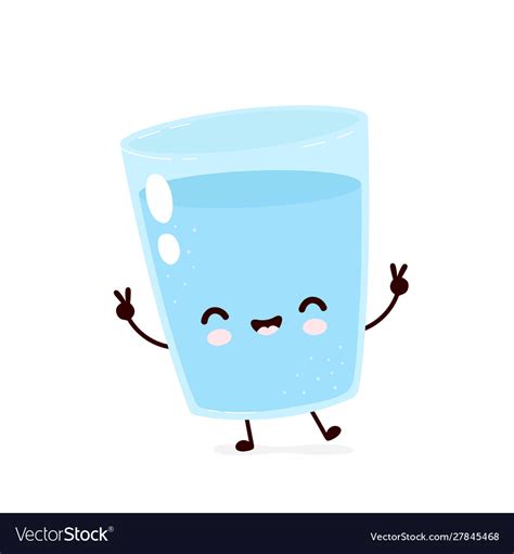 Cute Smiling Happy Water Glass Royalty Free Vector Image