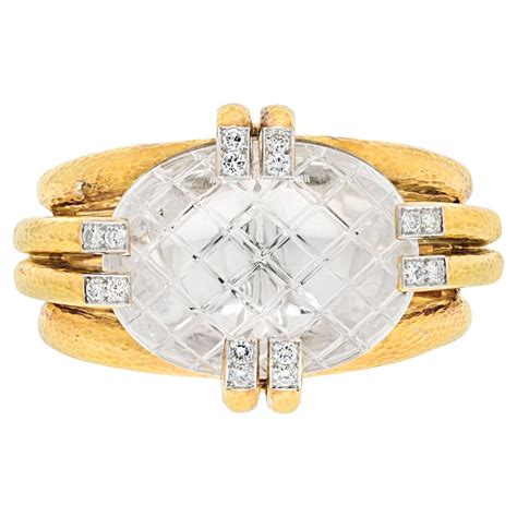 David Webb Platinum And K Yellow Gold Notre Dame Rock Crystal