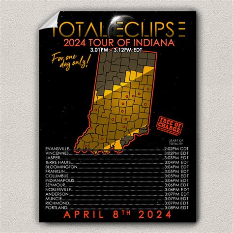 Total Eclipse 2024 Indiana Tour Of Indiana Poster NerdShizzle