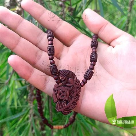 Shri Radha Locket Mala With Original Tulsi Mm Barrel Beads In Dark