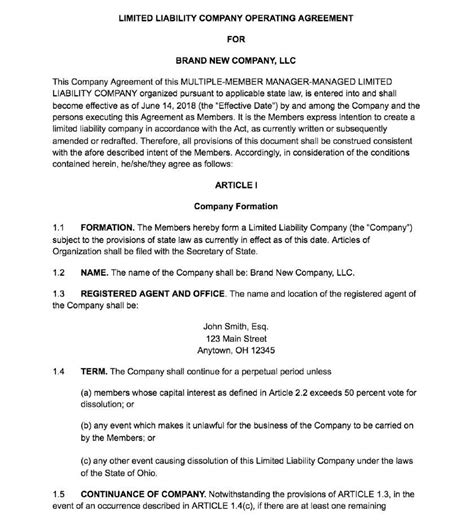 How To Create An Llc Operating Agreement Free Templates Total Shares