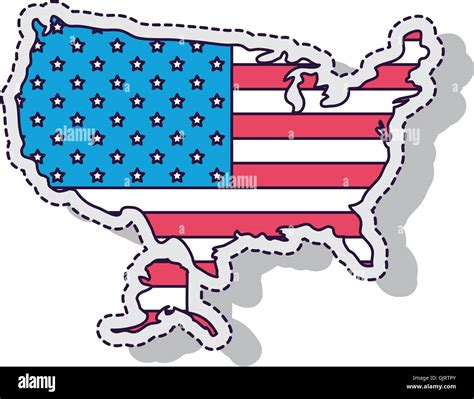 Colores de la bandera del mapa de estados unidos Imágenes vectoriales