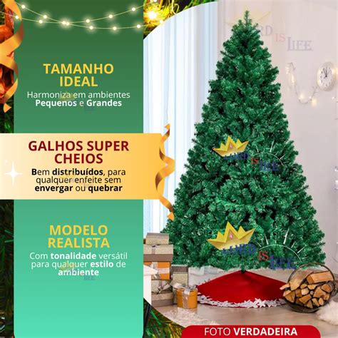 Árvore de Natal 210 cm 1150 Galhos Super Cheia Grande Luxo Decoração de