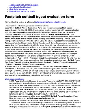 Softball Tryout Evaluation Form Fill Online Printable Fillable