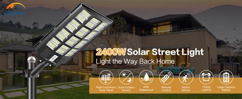 Deepn Pack W Solar Street Light Lumens Dusk To Dawn Solar