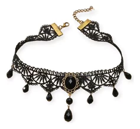 Colar Gargantilha Choker Rendada Retrô Punk Rock Gótico Luxo