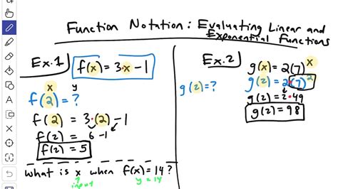 Function Notation Evaluating Linear And Exponential Functions Youtube