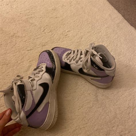 Nike air force 1 high Uk6 Custom purple, black and... - Depop