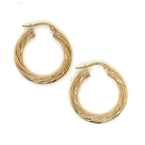 Yellow Gold Twist Hoop Earrings Aspens Jewellers