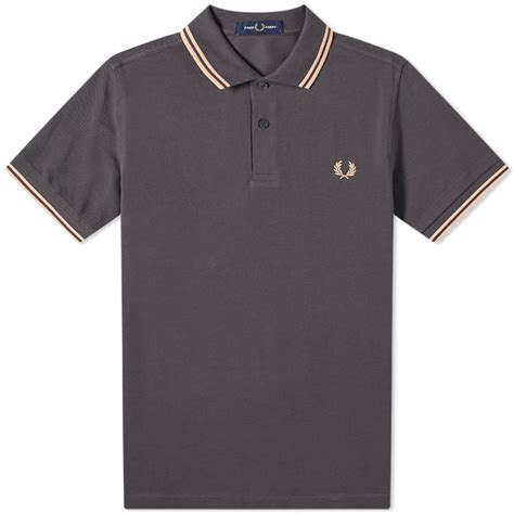 Fred Perry Slim Fit Twin Tipped Polo Gunmetal End