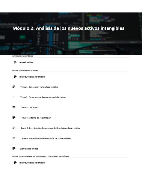 Modulo 2 Analisis De Los Nuevos Activos Intangibles INTRODUCCIN AL M