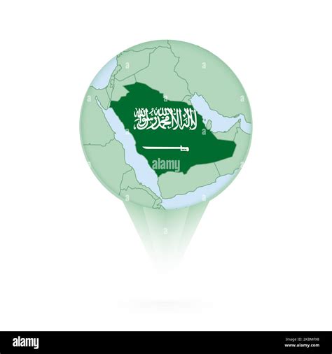 Saudi Arabia Map Stylish Location Icon With Saudi Arabia Map And Flag