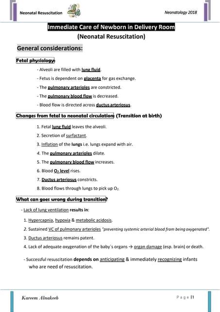 Neonatal Resuscitation Pediatrics 2018 Pdf