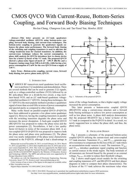 PDF CMOS QVCO With Current Reuse Bottom Series Coupling And Forward