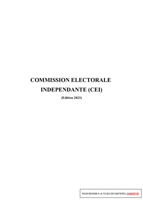 Commission électorale indépendante CEI Côte d Ivoire PDF