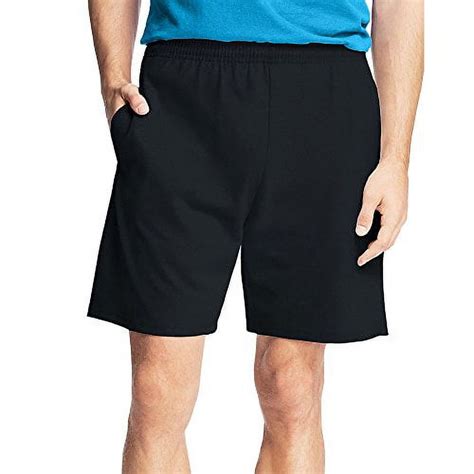 Hanes Mens Jersey Short With Pockets Black Large