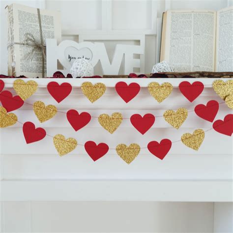 Red Heart Paper Garland Valentines Day Paper Garland Etsy Paper