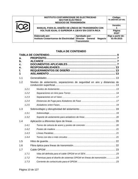 Pdf Instituto Costarricense De El Ctricidad Tabla De Contenido