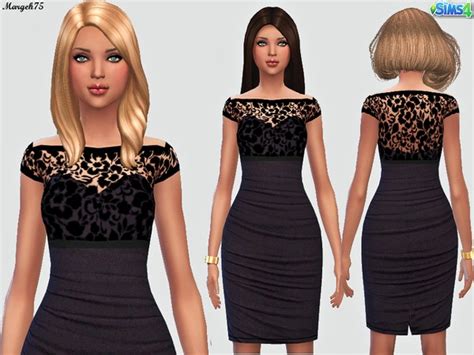 The Sims Resource Ruffled Lace Dress By Margeh 75 • Sims 4 Downloads