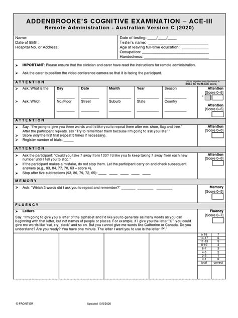 Ace Iii Aus Remote Admin Protocol Versionc 2020 Pdf Cognitive