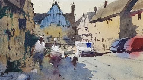 Watercolor Demo English Village Street Scene Composition Tips